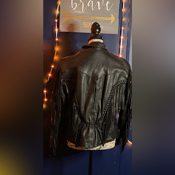 COPY - EUC Ladies Leather jacket with fringe and braided accents. - Picture 2 of 13
